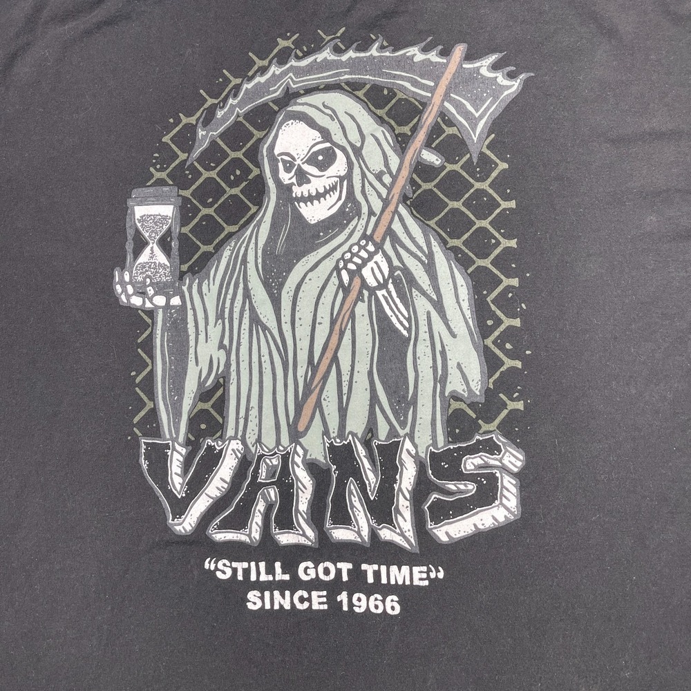 Vans Still Got Time Grim Reaper Hourglass Shirt Mens Large Black Skate Graphic T - Picture 3 of 7